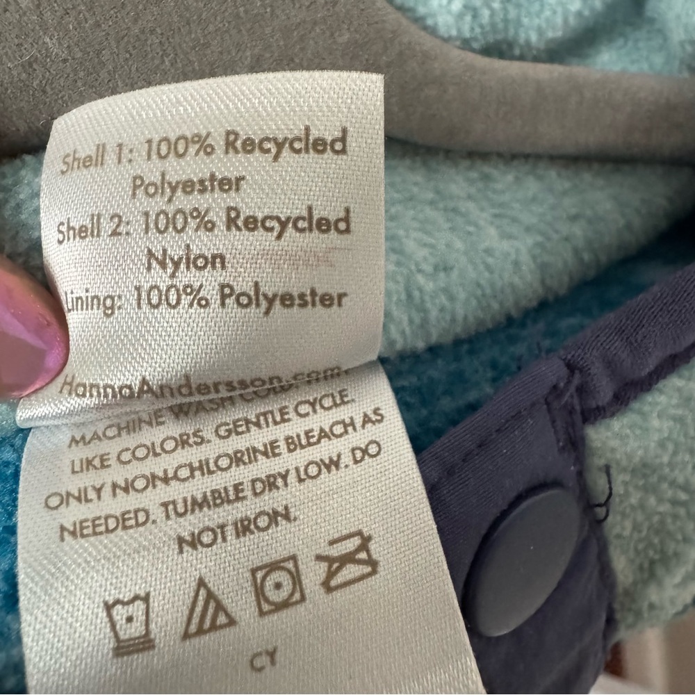 ❄️ Hanna Andersson Blue and Teal Kids Fleece Sweatshirt - Size 2T - Picture 7 of 7
